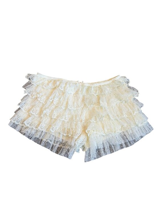 Jaded London Pants - Jaded London Tiered Ruffle Lace Shorts Ivory Sheer Size Small Women's NWT